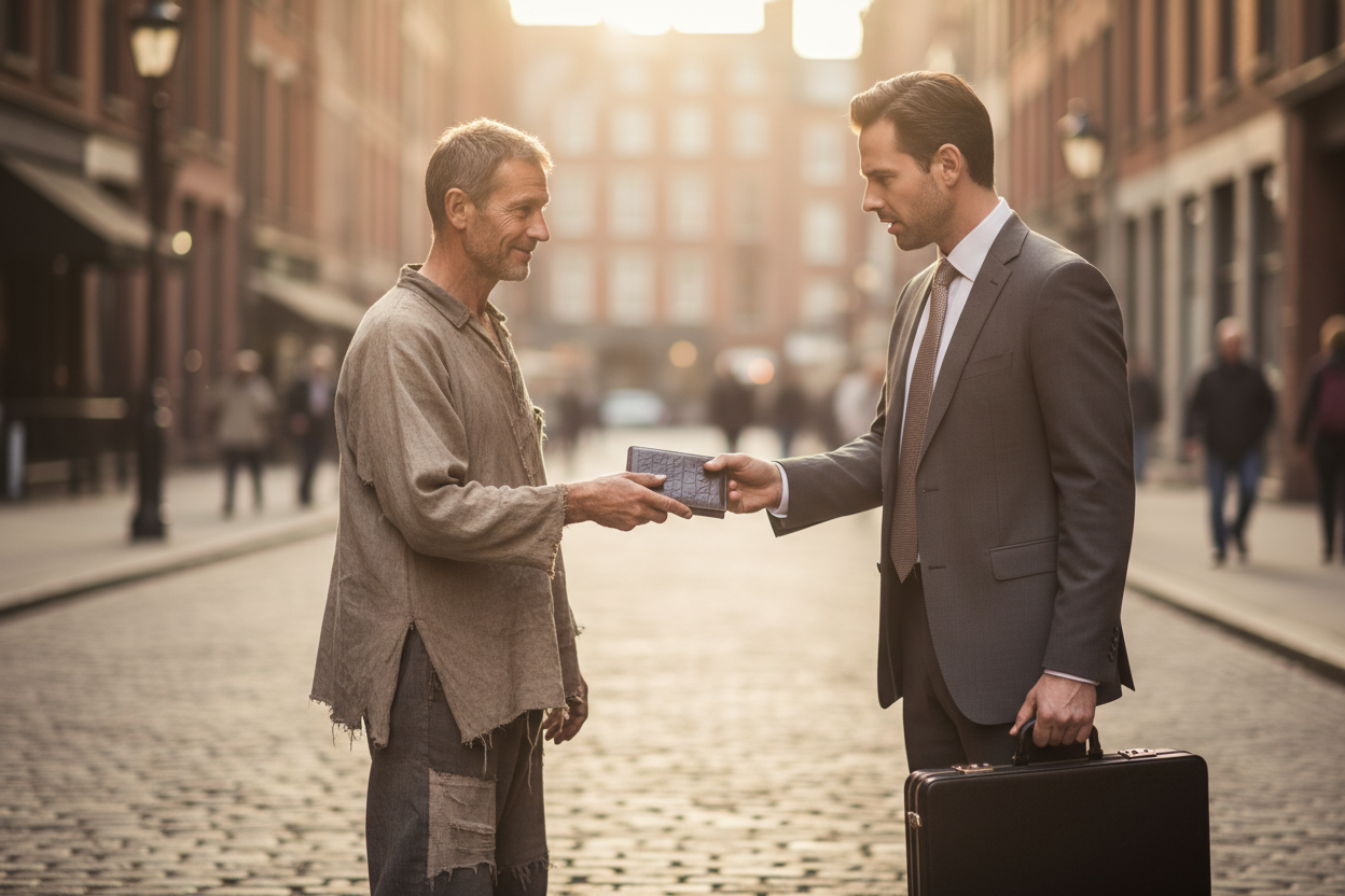 "Pay it forward" a poor man return wallet to a rich man, just because your poor does not mean you don't have honor