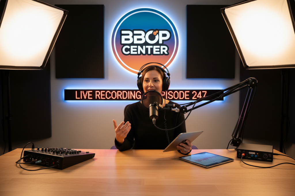Use the BBOP Center on Background for a Podcast and Subject in the middle of Podcast Recording